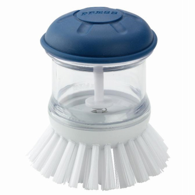 Scotch-Brite 495 Soap Dispenser Dish Brush 4" W Medium Bristle Plastic Handle Blue/White