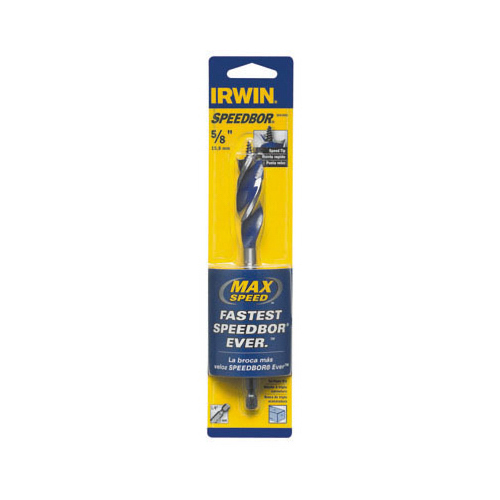 Irwin 3041002 Auger Boring Bit, 5/8 in Dia, 6 in OAL, Tapered Flute, 3-Flute, 1/4 in Dia Shank