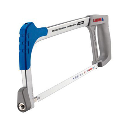 Hacksaw Frame, 12 in L Blade, 24 TPI, Steel Blade, 4 in D Throat, Ergonomic Handle, Zinc Handle White