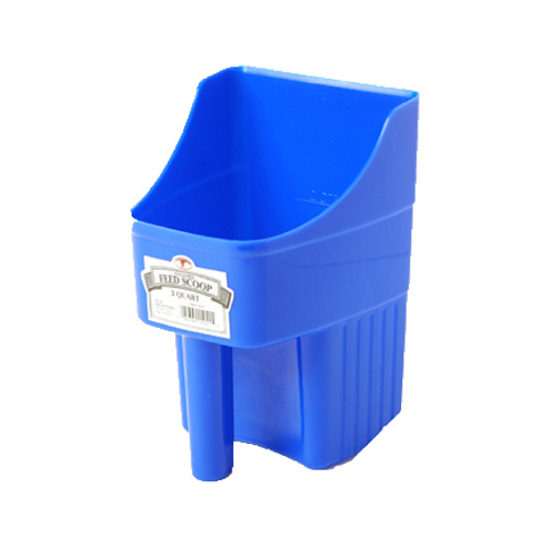 Feed Scoop, 3 qt Capacity, Polypropylene, Blue, 6-1/4 in L