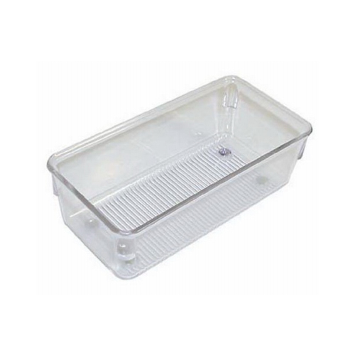 LINUS Drawer Organizer, Plastic, Clear, 6 in OAL, 2 in OAH, 3 in OAW