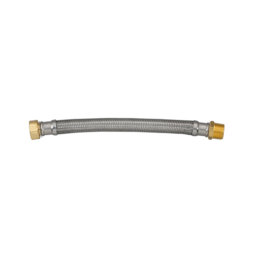 Water Heater Connector, Braided Stainless Steel, 3/4-FIP x 3/4-MIP x 12-In.