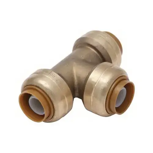 Pipe Tee, 1/2 in, Push-Fit, DZR Brass, 200 psi Pressure
