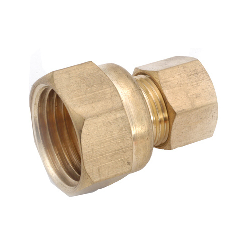 Anderson Metals 750066-0406 Tubing Coupling, 1/4 x 3/8 in, Compression x FIP, Brass