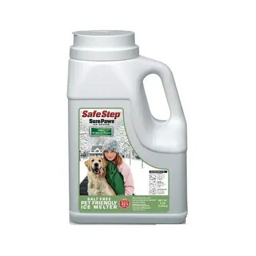 Safe Step 752780 Sure Paws 56708 Ice Melter, Crystal, White, Odorless, 8 lb Jug