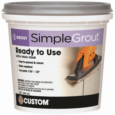 CUSTOM BUILDING PRODUCTS, INC. PMG381QT Tile Grout, Paste, Characteristic, Bright White, 1 qt Pail