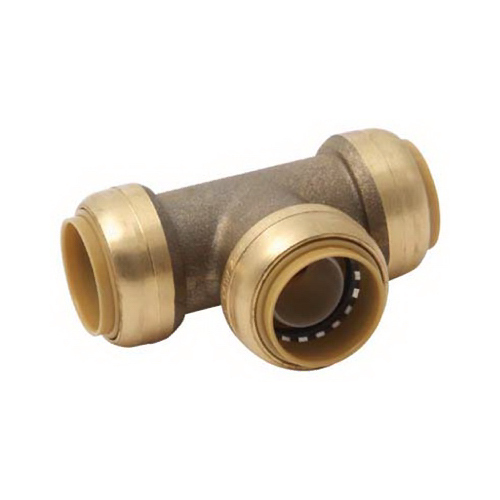 Pipe Tee, 1 in, Push-Fit, DZR Brass, 200 psi Pressure