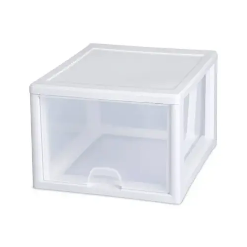 Stackable Drawer, 27 qt Capacity, 1-Drawer, Plastic, 14-3/8 in OAW, 17 in OAH, 10-1/4 in OAD - pack of 4