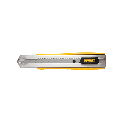 Utility Knife, 5-1/4 in L Blade, 25 mm W Blade, Metal Blade, Ribbed Handle, Black/Yellow Handle