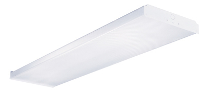 Metalux WN432R Wrap Light, 120 V, 4-Lamp, Bi-Pin Lamp Base, 3100 Lumens Lumens, Steel Fixture White