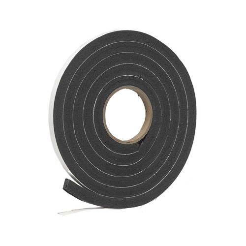 Weatherseal Tape, 1/2 in W, 10 ft L, 9/16 in Thick, Rubber Foam, Black