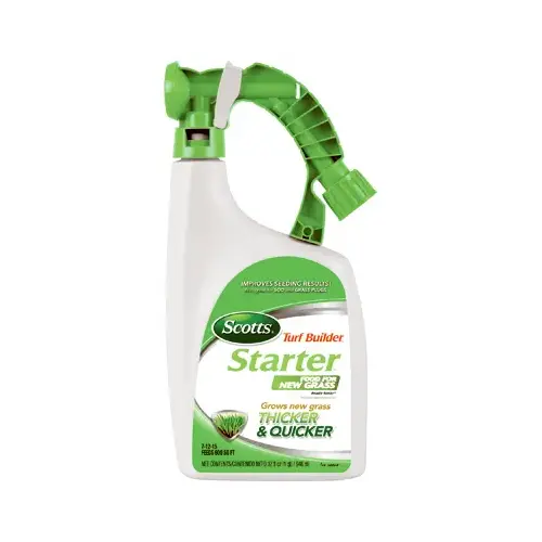 New Grass Starter Food, 32 oz Bottle, Liquid, 7-12-15 N-P-K Ratio Clear