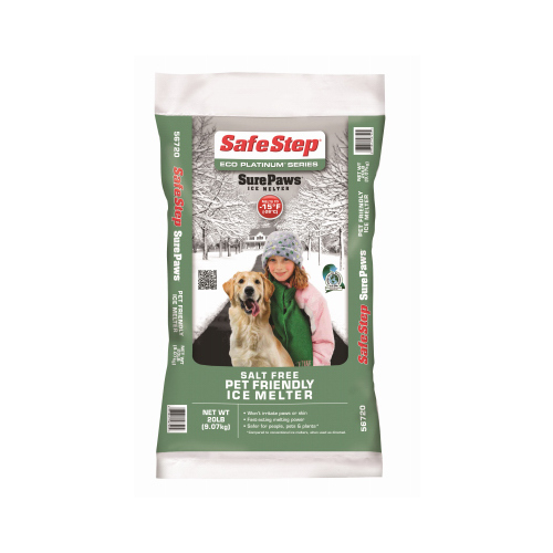 Sure Paws 56720 Ice Melter, Crystal, White, Odorless, 20 lb Bag