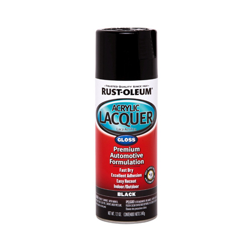 Automotive Acrylic Lacquer Spray Automotive Lacquer Gloss Black 12 oz Black - pack of 6