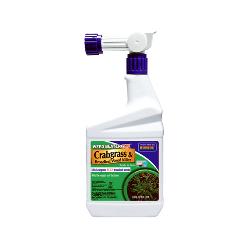 Crabgrass and Broadleaf Weed Killer, Liquid, Black/Brown, 1 qt Bottle