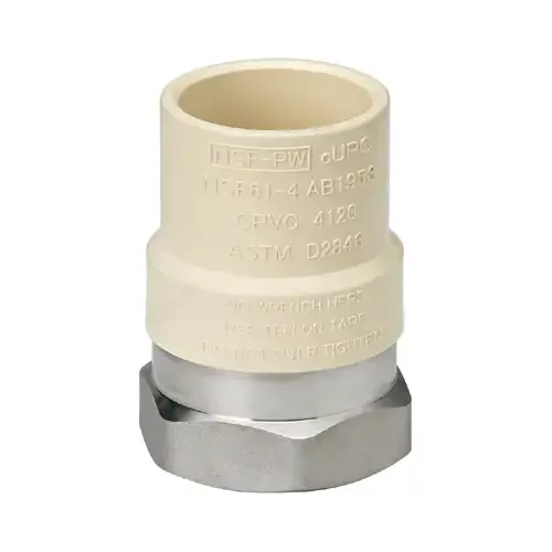 Transition Adapter Schedule 40 1/2" Slip X 1/2" D FPT CPVC