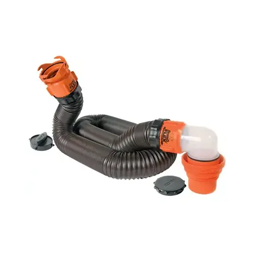 RhinoFLEX Sewer Hose Kit, Polyolefin/Steel, Black