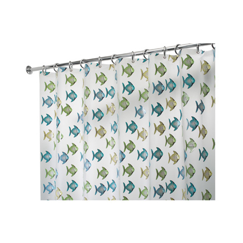 Shower Curtain 72" H X 72" W Blue/Green Fish Vinyl Blue/Green - pack of 2