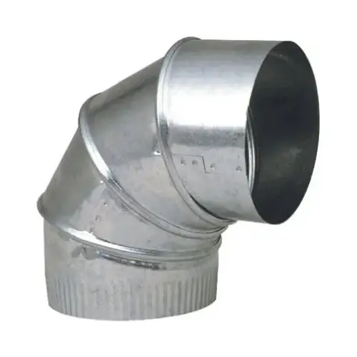 Furnace Pipe Elbow 5" D X 5" D Adjustable 90 deg Galvanized Steel Silver