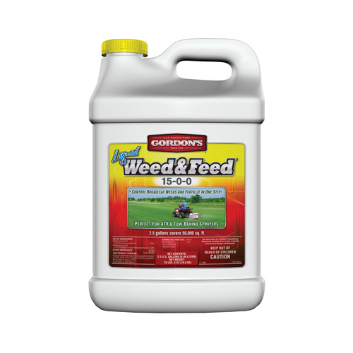 Weed and Feed Fertilizer, 2.5 gal Jug, Liquid, 15-0-0 N-P-K Ratio