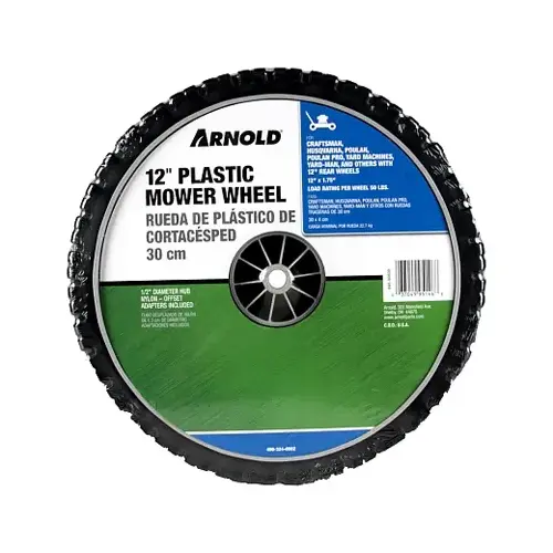 Replacement Lawn Mower Wheel, Plastic/Rubber