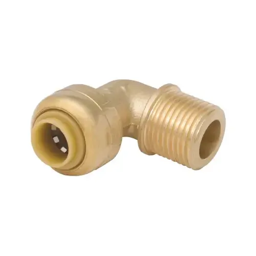 Dishwasher Elbow, 1/4 x 3/8 in, Slip Joint x MNPT, Brass, Chrome/Natural Brass