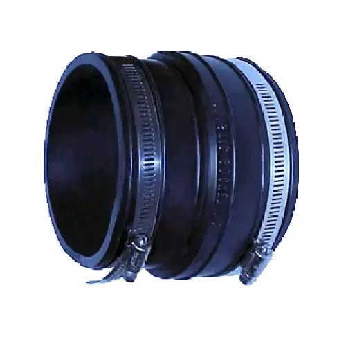 Flexible Coupling, 1-1/2 x 1-1/4 in, PVC, Black, 4.3 psi Pressure