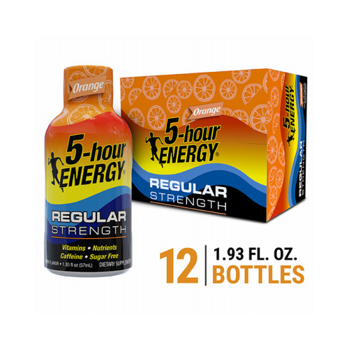 5-HOUR ENERGY 318120-XCP12 Energy Shot Regular Strength Sugar Free Orange 1.93 oz - pack of 12