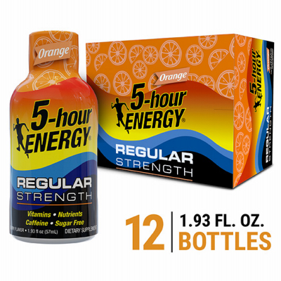 5-HOUR ENERGY 318120 Energy Shot Regular Strength Sugar Free Orange 1.93 oz