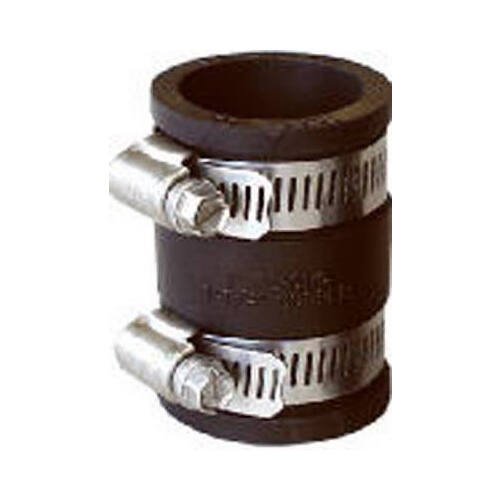 Flexible Coupling, 1-1/4 in, PVC, Black, 4.3 psi Pressure