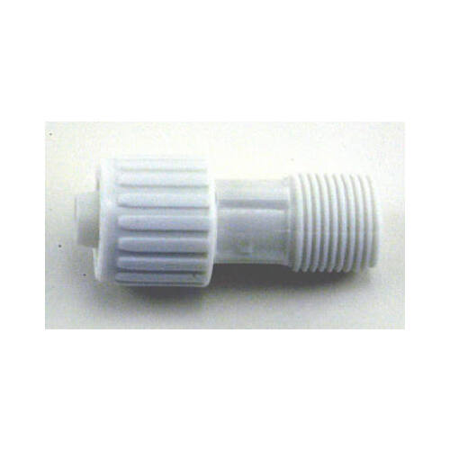 Tube to Pipe Adapter, 3/8 in, PEX x MPT, Polyoxymethylene, White
