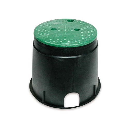 Valve Box with Overlapping Cover 12-7/8"ch W X 11-5/8"ch H Round Black/Green Black/Green