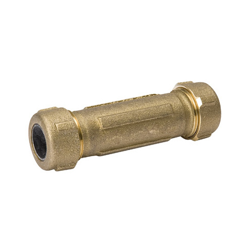 Pipe Coupling, 1/2 in, Compression, Brass, 125 psi Pressure