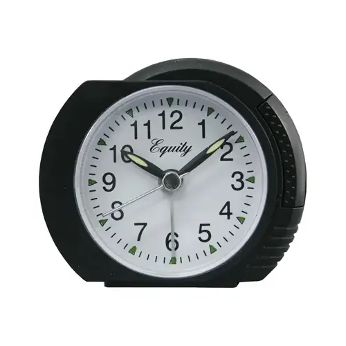 Alarm Clock Equity 1" Black Analog Battery Operated Black