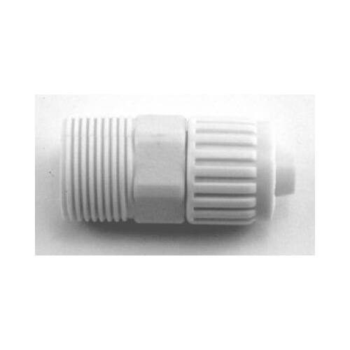 Tube to Pipe Adapter, 1/2 x 3/4 in, PEX x MPT, Polyoxymethylene, White