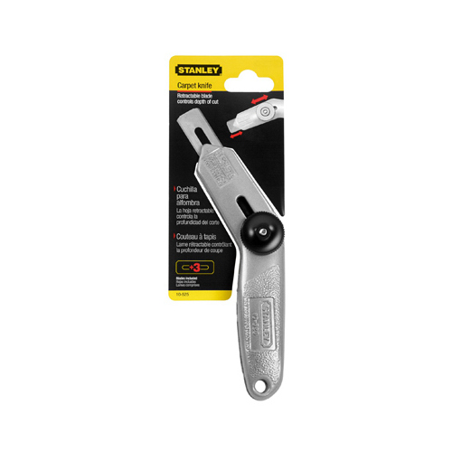 Stanley 10-525 Carpet Knife, 3/4 in W Blade, HCS Blade, Angled Handle, Gray Handle