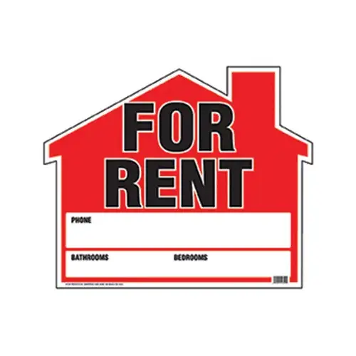 Sign English White For Rent 20" H X 24" W - pack of 6