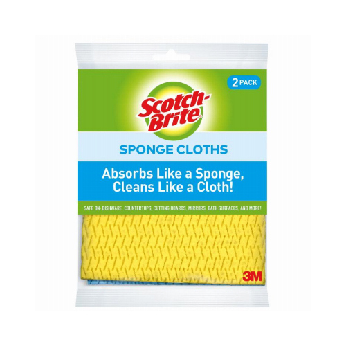 Sponge Cloth, 7.8 in L, 6.8 in W, Cellulose, Blue - pack of 2