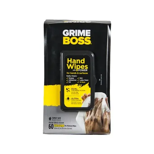 Grime Boss M956S8X Cleaning Wipes, 9.8 in L, 8.2 in W, Citrus White