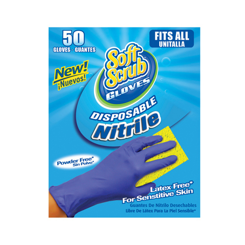 SOFT SCRUB 11150-16 Disposable Gloves Nitrile One Size Fits Most Blue Powder Free Blue