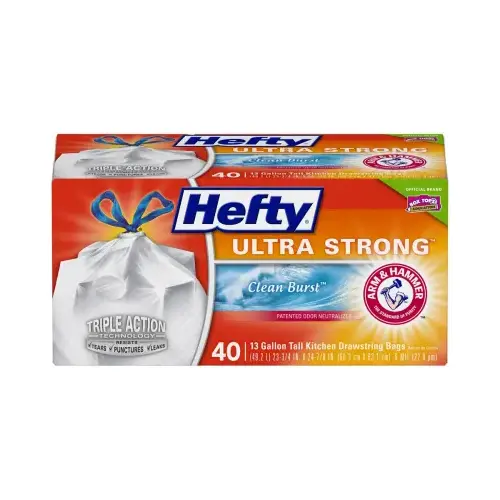 Kitchen Trash Bags Ultra Strong 13 gal Fresh Scent Drawstring White