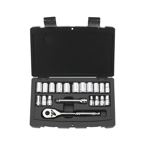 Socket Set Assorted in. X 1/4" drive SAE 6 Point Silver