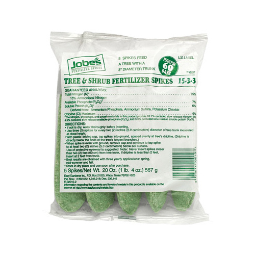 Jobes 02010 Fertilizer Spike Bag, Spike, Light Green, Slight Ammonia Bag - pack of 5