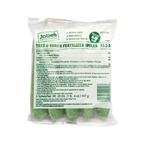 Jobes 02010 Fertilizer Spike Bag, Spike, Light Green, Slight Ammonia Bag - pack of 5