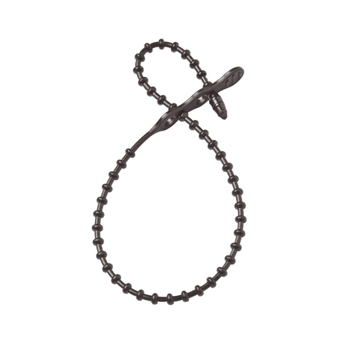 Beaded Cable Tie 12" L Black Black