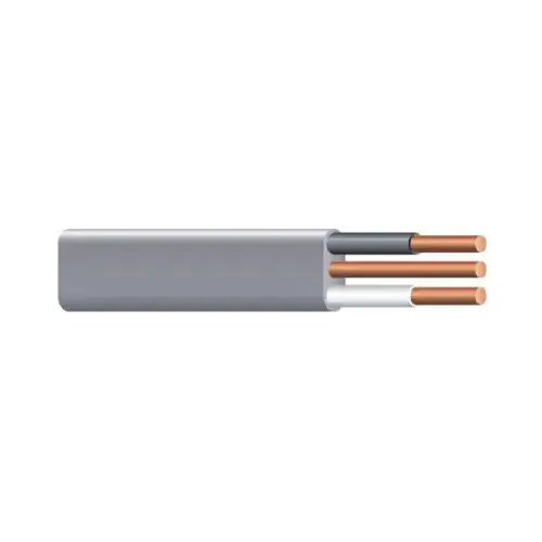 Building Wire, 14 AWG Wire, 2 -Conductor, 100 ft L, Copper Conductor, PVC Insulation Gray