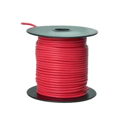 Primary Wire, 16 AWG Wire, 1-Conductor, 60 VDC, Copper Conductor, Red Sheath, 100 ft L