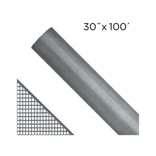 New York Wire 801722 Insect Screen, 100 ft L, 30 in W, Fiberglass, Gray