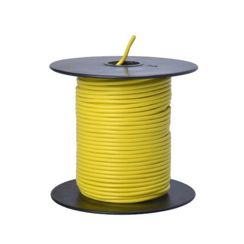 Primary Wire, 18 AWG Wire, 1-Conductor, 60 VDC, Copper Conductor, Yellow Sheath, 100 ft L