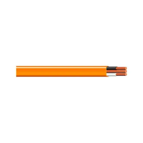 Sheathed Cable, 10 AWG Wire, 2 -Conductor, 25 ft L, Copper Conductor, PVC Insulation Orange